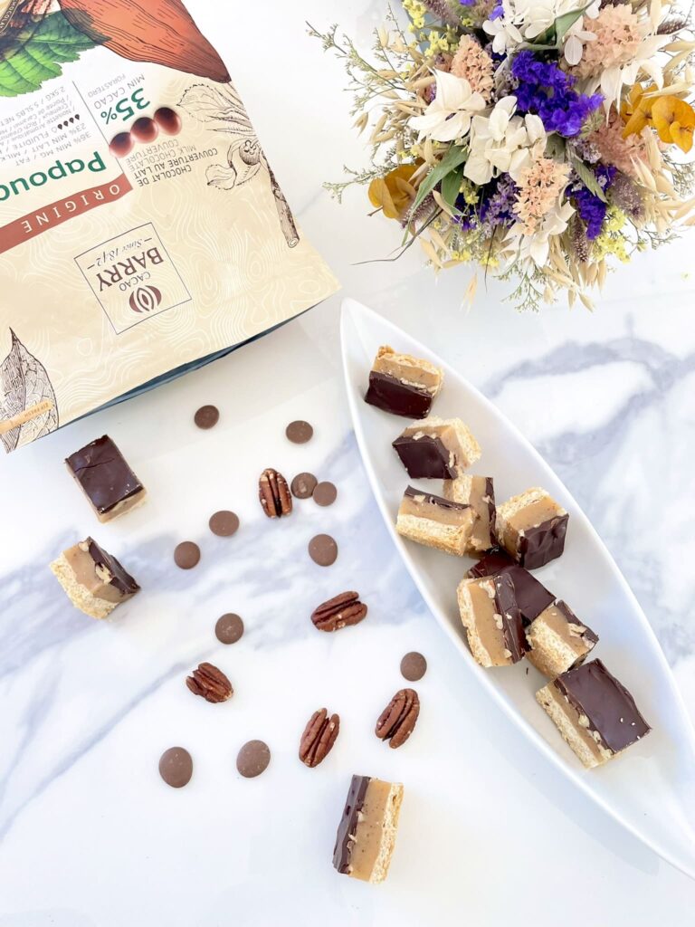 Bouchées pâtissières chocolat artisanal, réalisées avec chocolat Cacao Barry et fruits secs, pour buffet gourmand signé Précieux Délices près d’Orléans